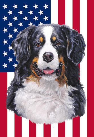 Bernese Mountain Dog - Best of Breed American Flags House and Garden Size