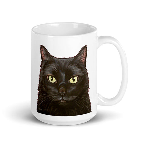 Black Cat Mug, Cat Coffee Mug, 15oz Black Cat Mug