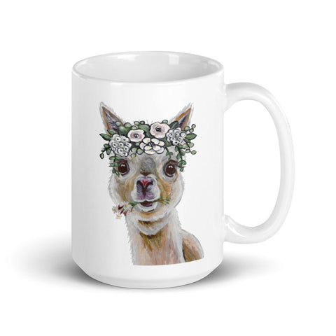 Alpaca Mug, 'Boho Holly' Coffee Mug, 15oz Alpaca Mug
