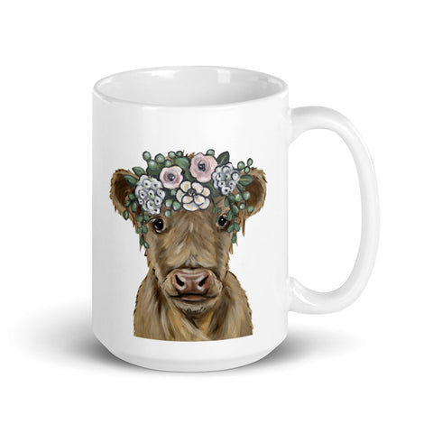 Highland Cow Mug, 'Boho Copper' Coffee Mug, 15oz Cow Mug