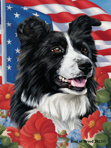Border Collie -  Best of Breed All-American Patriotic I Outdoor Flag