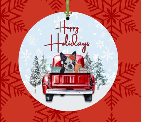 Boston Terrier - HHS Best of Breed Porcelain Christmas Tree Ornament