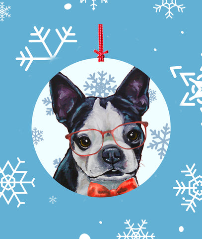 Boston Terrier -   Hippie Hound Studios Christmas Tree Ornament