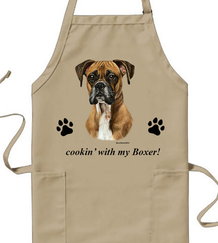 Boxer Fawn Uncropped - Best of Breed Cookin' Aprons