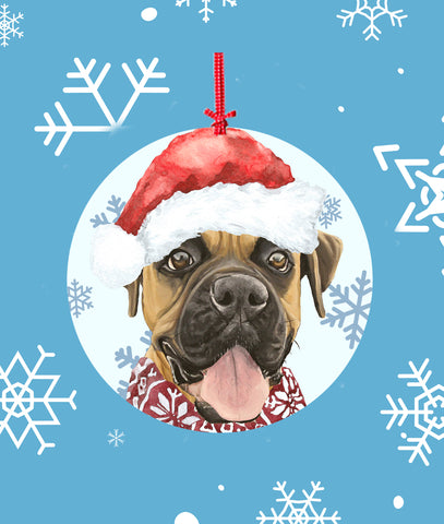 Boxer Uncropped -   Hippie Hound Studios Christmas Tree Ornament