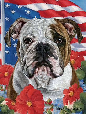 English Bull  Dog - Best of Breed All-American Patriotic I Outdoor Flag