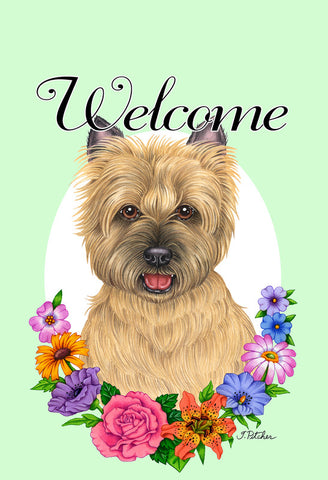 Cairn Terrier Wheaten - Best of Breed Welcome Flowers Garden Flag 12" x 17"