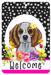 Cavalier King Charles Blenheim - HHS Paw Prints Welcome Indoor/Outdoor Aluminum Sign 8" x 12"