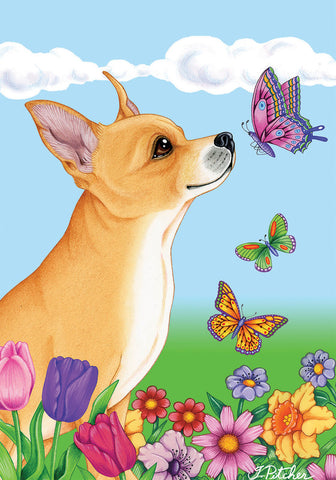 Chihuahua Tan - Best of Breed Butterfly Garden Flag 12" x 17"