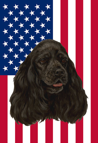 Cocker Spaniel Black - Best of Breed American Flags House and Garden Size