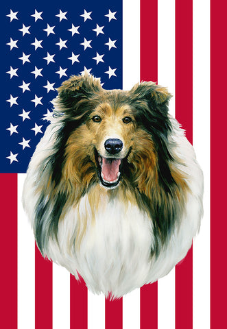 Collie - Linda Picken - Best of Breed American Flags House and Garden Size