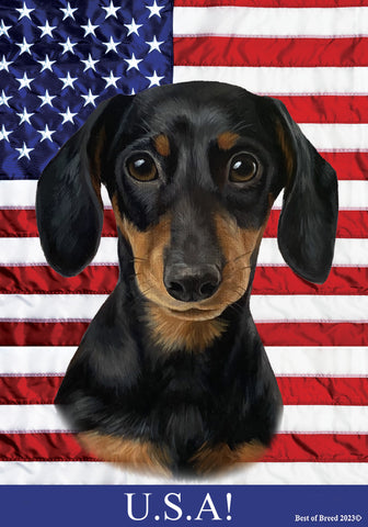Dachshund Black and Tan - Best of Breed All-American II Outdoor Flag