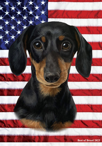 Dachshund Black and Tan - Best of Breed All-American III Outdoor Flag