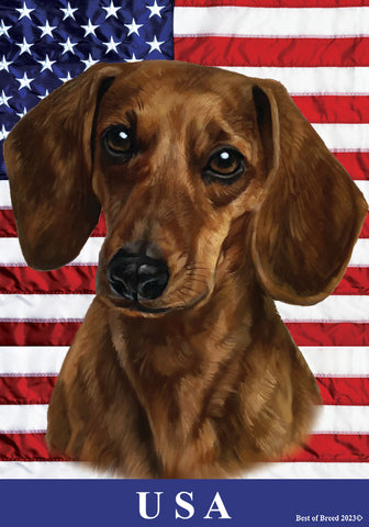 Dachshund Red Smooth - Best of Breed All-American II Outdoor Flag