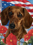 Dachshund Red Smooth - Best of Breed All-American Patriotic I Outdoor Flag