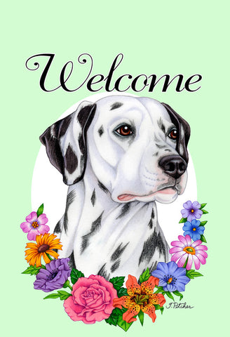 Dalmatian - Best of Breed Welcome Flowers Garden Flag 12" x 17"