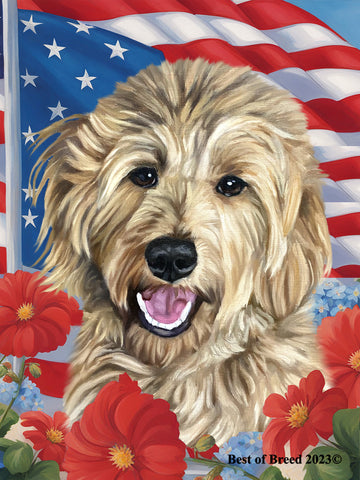 Goldendoodle Blonde - Best of Breed All-American Patriotic I Outdoor Flag
