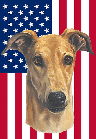 Greyhound - Best of Breed American Flags House and Garden Size