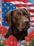 Chocolate Labrador - Best of Breed All-American Patriotic I Outdoor Flag