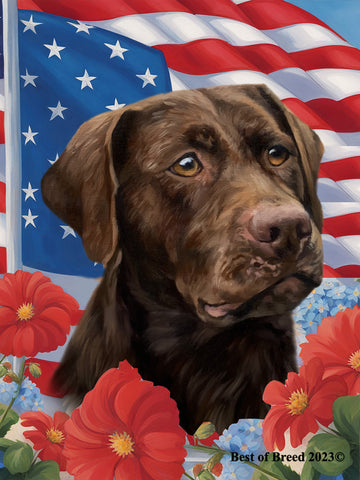 Chocolate Labrador - Best of Breed All-American Patriotic I Outdoor Flag