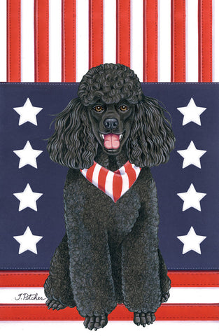 Poodle Black- Tomoyo Pitcher Patriot Garden Flag 12" x 17"