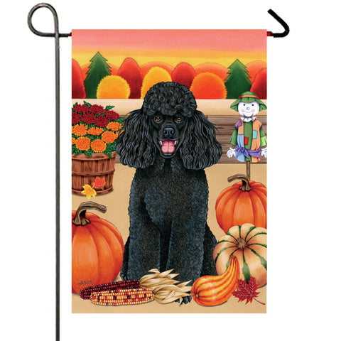 Poodle Black- Best of Breed Autumn Harvest Garden Flag 12" x 17"