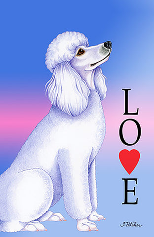 Poodle White- Tomoyo Pitcher Love  Garden Flag 12" x 17"