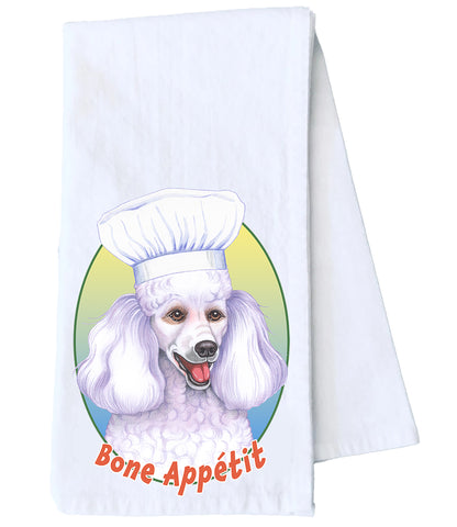 Poodle White - Tomoyo Pitcher Flour Sack Towel  Size 28" x 28" 100% Cotton