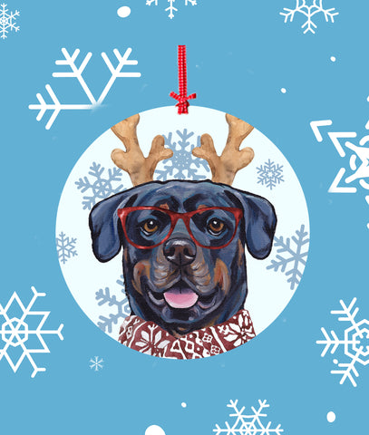 Rottweiler -   Hippie Hound Studios Christmas Tree Ornament
