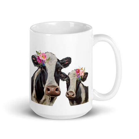 Cow Mug 'Mom & Baby Cow', Cow Coffee Mug, 15oz Bright Blooms Cow Mug
