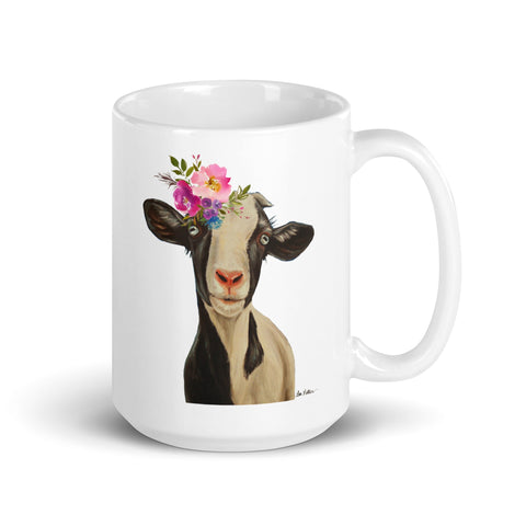 Goat Mug 'Luna', Goat Coffee Mug, 15oz Bright Blooms Goat Mug