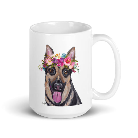 German Shepherd Mug, Dog Coffee Mug, 15oz Bright Blooms German Shepherd Dog Mug