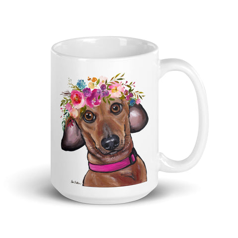 Dachshund Mug, Dog Coffee Mug, 15oz Bright Blooms Dachshund Dog Mug