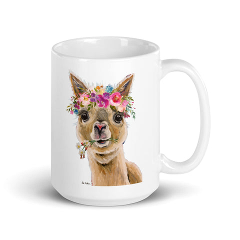 Alpaca Mug 'Holly', Alpaca Coffee Mug, 15oz Bright Blooms Alpaca Mug