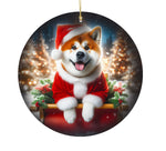 Akita Red -  Best of Breed DCR Christmas Tree Porcelain Ornament Double Sided
