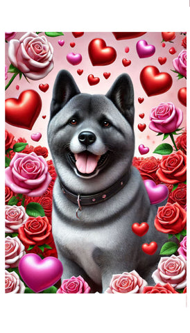 Akita Silver -  Best of Breed DCR Valentines Day Outdoor House and Garden Flag