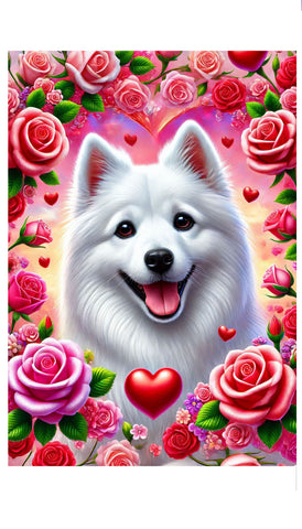 American Eskimo -  Best of Breed DCR Valentines Day Outdoor House and Garden Flag