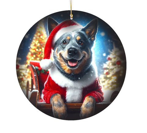 Australian Cattle Dog Blue - Best of Breed DCR Christmas Tree Porcelain Ornament Double Sided