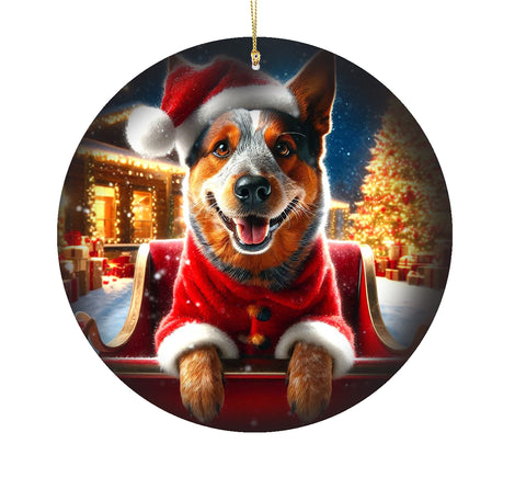 Australian Cattle Dog Red - Best of Breed DCR Christmas Tree Porcelain Ornament Double Sided