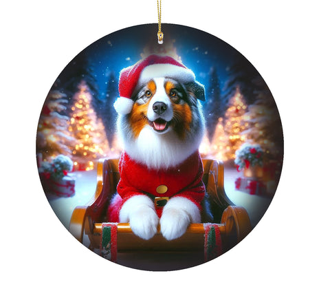 Australian Shepherd - Best of Breed DCR Christmas Tree Porcelain Ornament Double Sided