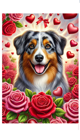 Australian Shepherd  - Best of Breed DCR Valentines Day Outdoor House and Garden Flag