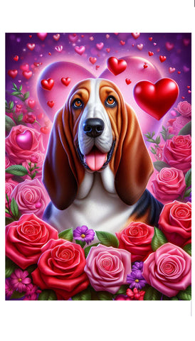 Basset Hound - Best of Breed DCR Valentines Day Outdoor House and Garden Flag