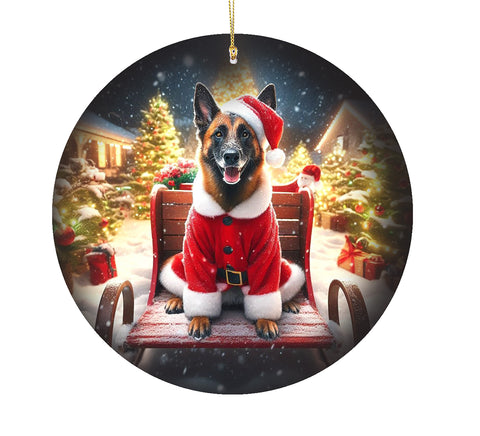 Belgian Malinois - Best of Breed DCR Christmas Tree Porcelain Ornament Double Sided