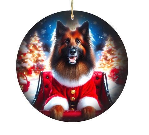 Belgian Tervuren - Best of Breed DCR Christmas Tree Porcelain Ornament Double Sided