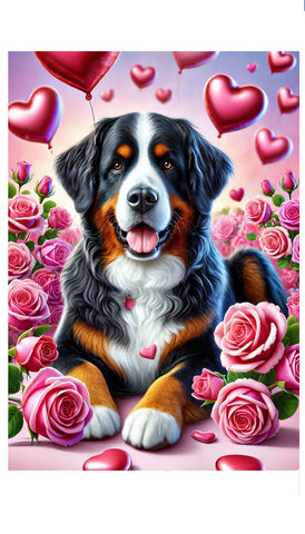 Bernese Mountain Dog - Best of Breed DCR Valentines Day Outdoor House and Garden Flag