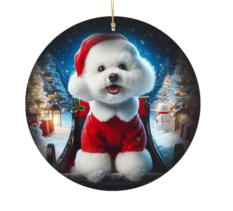 Bichon Frise - Best of Breed DCR Christmas Tree Porcelain Ornament Double Sided