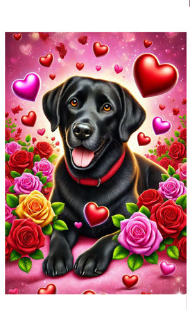 Black Labrador - Best of Breed DCR Valentines Day Outdoor House and Garden Flag