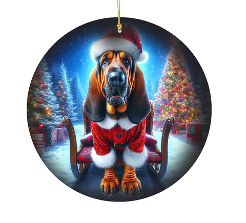 Bloodhound -  Best of Breed DCR Christmas Tree Porcelain Ornament Double Sided