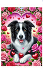 Border Collie -  Best of Breed DCR Valentines Day Outdoor House and Garden Flag