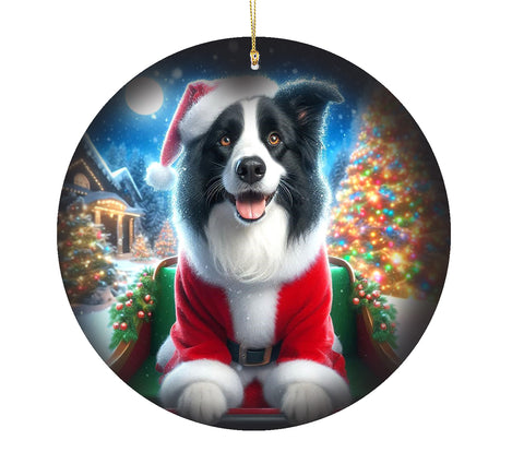 Border Collie - Best of Breed DCR Christmas Tree Porcelain Ornament Double Sided